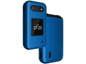 Cobalt Blue Grid Texture Hard Shell Case Cover for Nokia 2760 2780 Flip Phone
