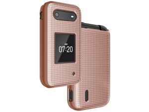 Rose Gold Pink Grid Texture Hard Shell Case Cover for Nokia 2760 2780 Flip Phone