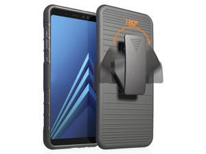 Black Grip Case  Belt Clip Holster Stand for Samsung Galaxy A8 Plus A8 2018