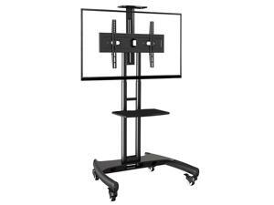 OLLICON Mobile Height Adjustable 32-65" Flat Panel LED LCD Television Mount Stand Cart with Accessory Shelf & Locking Casters OLLICON Mobile Height Adjustable 32-65" Flat Panel LED LCD Television Mount Stand Cart with Accessory Shelf & Locking Casters