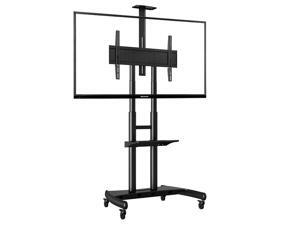 OLLICON Mobile Height Adjustable 55-80" Flat Panel LED LCD Television Mount Stand Cart with Accessory Shelf & Locking Casters OLLICON Mobile Height Adjustable 55-80" Flat Panel LED LCD Television Mount Stand Cart with Accessory Shelf & Locking Casters