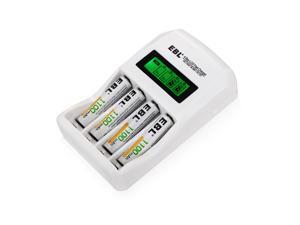 EBL 4 Pack 1100mAh AAA Rechargeable Batteries + Smart LCD Battery Charger for AA AAA Ni-MH Ni-CD Battery EBL 4 Pack 1100mAh AAA Rechargeable Batteries + Smart LCD Battery Charger for AA AAA Ni-MH Ni-CD Battery