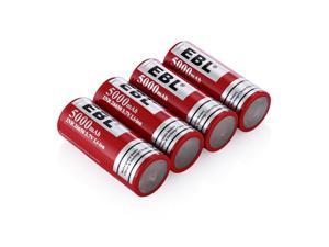 EBL 4 Pack 26650 Battery 5000mAh 3.7V Lithium-ion Rechargeable Batteries for LED Flashlight Torch Camera