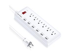 Poweradd 1625W Power Strip 900 Joules 6-Outlet 6 USB Ports Surge Protector with 6ft Power Cord