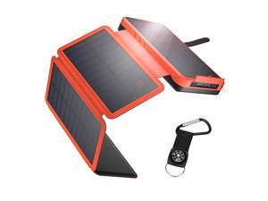 IEsafy Solar Charger 26800mAh Solar Power Bank + 4 Foldable Solar Panels and 2 High-Speed Charging Ports Battery Charger for Samsung iPhone Smartphones Tablets with LED Flashlight, Orange IEsafy Solar Charger 26800mAh Solar Power Bank + 4 Foldable Solar Panels and 2 High-Speed Charging Ports Battery Charger for Samsung iPhone Smartphones Tablets with LED Flashlight, Orange