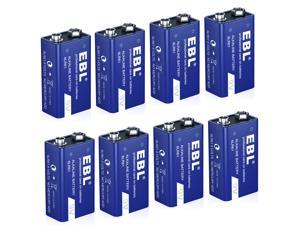 EBL 8 pack 9 Volt 6LR61 Battery Alkaline 9V Batteries for Toy Camera