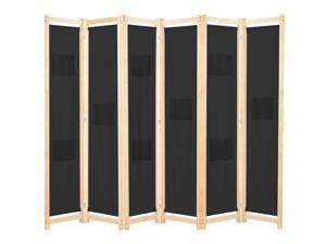 vidaXL 6-Panel Room Divider Wooden Frame Black 94.5" Fabric Privacy Screen vidaXL 6-Panel Room Divider Wooden Frame Black 94.5" Fabric Privacy Screen