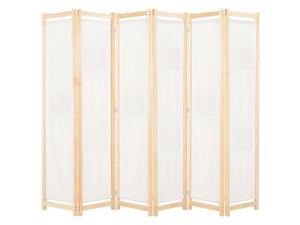 vidaXL 6-Panel Room Divider Wooden Frame Cream 94.5" Fabric Privacy Screen vidaXL 6-Panel Room Divider Wooden Frame Cream 94.5" Fabric Privacy Screen