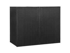 vidaXL Double Wheelie Bin Shed Black Poly Rattan Outdoor Garbage Trash Box vidaXL Double Wheelie Bin Shed Black Poly Rattan Outdoor Garbage Trash Box