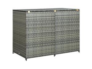 vidaXL Double Wheelie Bin Shed Poly Rattan Anthracite Outdoor Garbage Trash vidaXL Double Wheelie Bin Shed Poly Rattan Anthracite Outdoor Garbage Trash