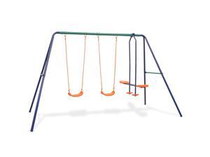 vidaXL Swing Set with 4 Seats Orange Outdoor Children Activity Playset Frame vidaXL Swing Set with 4 Seats Orange Outdoor Children Activity Playset Frame