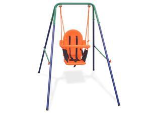 vidaXL Toddler Swing Set with Safety Harness Orange Baby Kids Garden Playset vidaXL Toddler Swing Set with Safety Harness Orange Baby Kids Garden Playset