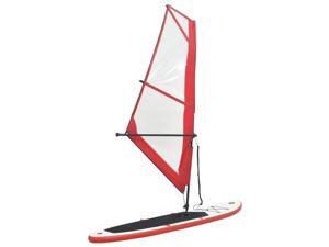 vidaXL Inflatable Stand Up Paddleboard with Sail Set Red Surfboard Fin Paddle vidaXL Inflatable Stand Up Paddleboard with Sail Set Red Surfboard Fin Paddle