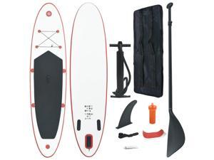vidaXL Inflatable Stand Up Paddleboard Set Red White Non-slip Deck Surf Fin vidaXL Inflatable Stand Up Paddleboard Set Red White Non-slip Deck Surf Fin