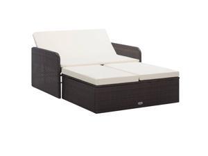 vidaXL Garden Lounge Set with Cushions 2 Pieces Poly Rattan Brown Patio Sofa vidaXL Garden Lounge Set with Cushions 2 Pieces Poly Rattan Brown Patio Sofa