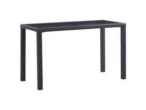 vidaXL Garden Table Black 48.4" Poly Rattan Outdoor Patio Terrace Dining Meal vidaXL Garden Table Black 48.4" Poly Rattan Outdoor Patio Terrace Dining Meal