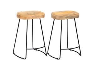 vidaXL 2x Solid Mango Wood Gavin Bar Stools Dining Chairs Set Bistro Furniture