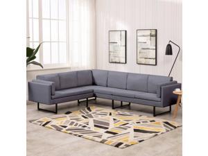 vidaXL Corner Sofa L-shaped Light Gray Fabric Steel Chaise Longue Loveseat vidaXL Corner Sofa L-shaped Light Gray Fabric Steel Chaise Longue Loveseat