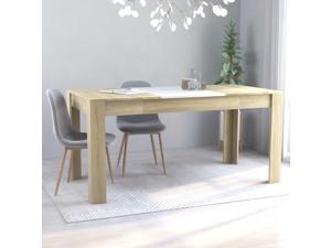 Dining Table White and Sonoma Oak 63"x31.5"x30" Chipboard Stylish Design for Kitchen Living Room and Office Dining Table White and Sonoma Oak 63"x31.5"x30" Chipboard Stylish Design for Kitchen Living Room and Office