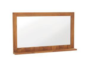 vidaXL Solid Teak Wood Wall Mirror with Shelf 39.4"x4.7"x23.6" Wooden Mirror