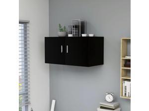vidaXL Wall Mounted Cabinet Black Chipboard Storage Floating Hanging Chest vidaXL Wall Mounted Cabinet Black Chipboard Storage Floating Hanging Chest
