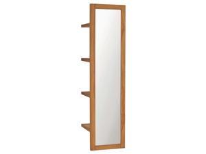 vidaXL Solid Teak Wood Wall Mirror with Shelves Wooden Mirror Bedroom Bathroom