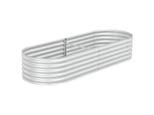 vidaXL Garden Raised Bed 94.5" Galvanised Steel Silver Garden Plant Flower Box vidaXL Garden Raised Bed 94.5" Galvanised Steel Silver Garden Plant Flower Box