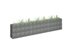 vidaXL Gabion Raised Bed Galvanized Steel 106.3"x23.6" Planter Basket Pot Wall