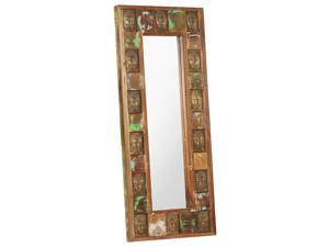 vidaXL Mirror with Buddha Cladding 19.7"x43.3" Solid Reclaimed Wood Hallway