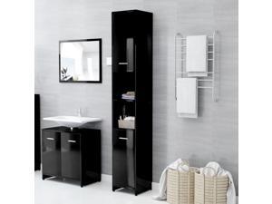 vidaXL Bathroom Cabinet High Gloss Black Chipboard Cupboard Storage Laundry vidaXL Bathroom Cabinet High Gloss Black Chipboard Cupboard Storage Laundry