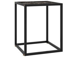 vidaXL Coffee Table Black with Black Marble Glass 15.7" End Side Accent Table