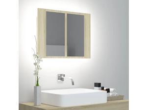 vidaXL LED Bathroom Mirror Cabinet Sonoma Oak Washroom with LED Lights Wall