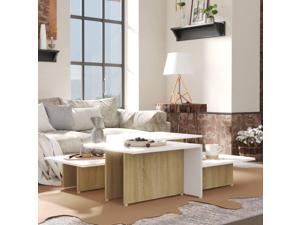 vidaXL 2x Coffee Tables Sonoma Oak and White Engineered Wood Side End Table