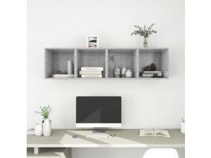 vidaXL 4x Wall Cabinets Concrete Gray Chipboard Wall Mounted Floating Shelves vidaXL 4x Wall Cabinets Concrete Gray Chipboard Wall Mounted Floating Shelves