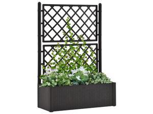 vidaXL Garden Raised Bed with Trellis and Self Watering System Anthracite vidaXL Garden Raised Bed with Trellis and Self Watering System Anthracite