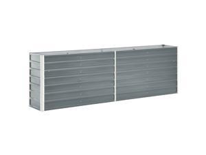 vidaXL Garden Raised Bed Galvanized Steel Gray Planter Pots Flower Box Patio vidaXL Garden Raised Bed Galvanized Steel Gray Planter Pots Flower Box Patio