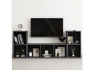 vidaXL TV Cabinet Set 3 Piece Gray Engineered Wood TV Unit Stand Furniture