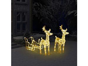 vidaXL Reindeers  Sleigh Christmas Decoration 160 LEDs Acrylic Xmas Ornament