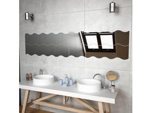 vidaXL 4x Wall Mirrors Wave Glass Bathroom Dressing Room Decorative Mirrors