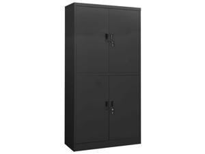 vidaXL Office Cabinet Anthracite 70.9" Steel Storage Side Cabinet Furniture