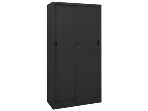 vidaXL Office Cabinet with Sliding Door Anthracite 70.9" Steel Side Cabinet