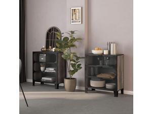 vidaXL 2x Storage Cabinets Gray Metal and MDF Book Display Cabinet Furniture
