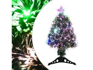 vidaXL Christmas Tree with LEDs Green and White Fiber Optic Xmas Ornament