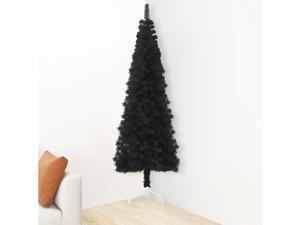 vidaXL Slim Artificial Half Christmas Tree with Stand Black Xmas Ornament