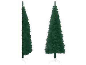 vidaXL Slim Artificial Half Christmas Tree with Stand Green Xmas Ornament