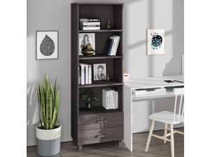 vidaXL Solid Wood Pine Highboard Light Gray Wooden Book Cabinet Furniture