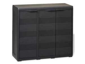 vidaXL Garden Storage Cabinet with 2 Shelves Black 38.2"x15"x34.3" Locker