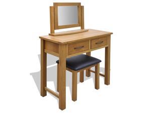 vidaXL Oak Dressing Table with Stool vidaXL Oak Dressing Table with Stool