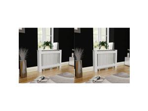 vidaXL 2x Radiator Covers White MDF 44.1" Heating Shelf Cabinet Accessory vidaXL 2x Radiator Covers White MDF 44.1" Heating Shelf Cabinet Accessory