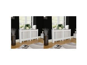 vidaXL 2x Radiator Covers White MDF 59.8" Heating Shelf Cabinet Accessory vidaXL 2x Radiator Covers White MDF 59.8" Heating Shelf Cabinet Accessory